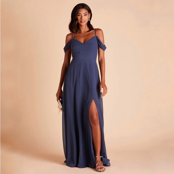 BIRDY GREY Devin Convertible Dress in Chiffon Slate Blue (bridesmaid dress) - Picture 2 of 4
